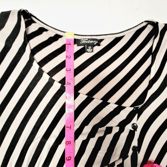Cotton Long Sleeve Black And White Stripe Tunic Top - Picture 8 of 10